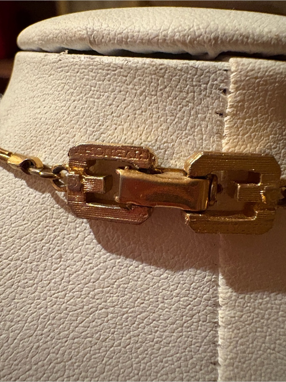 Givenchy Gold-Tone Rectangular Pendant Necklace with Brown Inlay - Picture 5 of 12